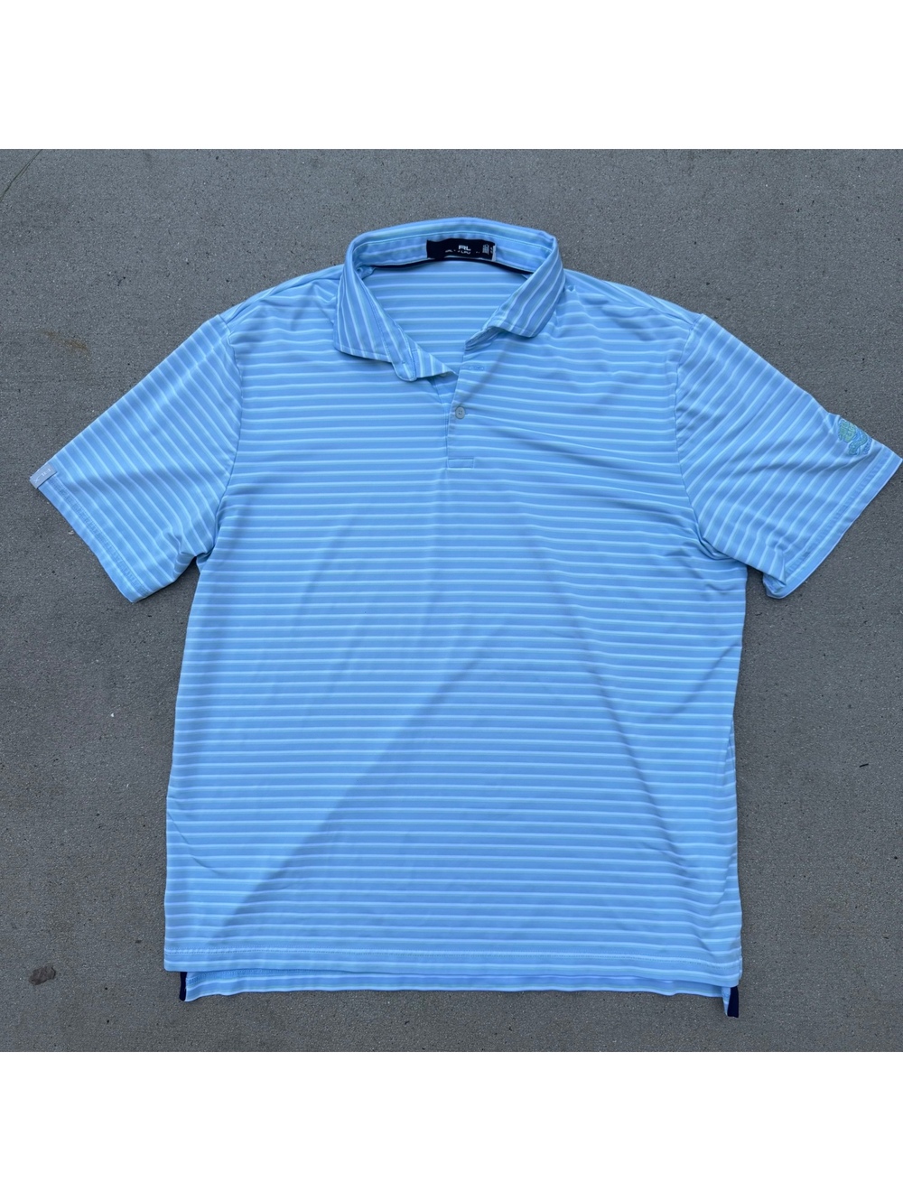 Ralph Lauren Polo Shirt Men XL Light Blue Striped Casual Golf
